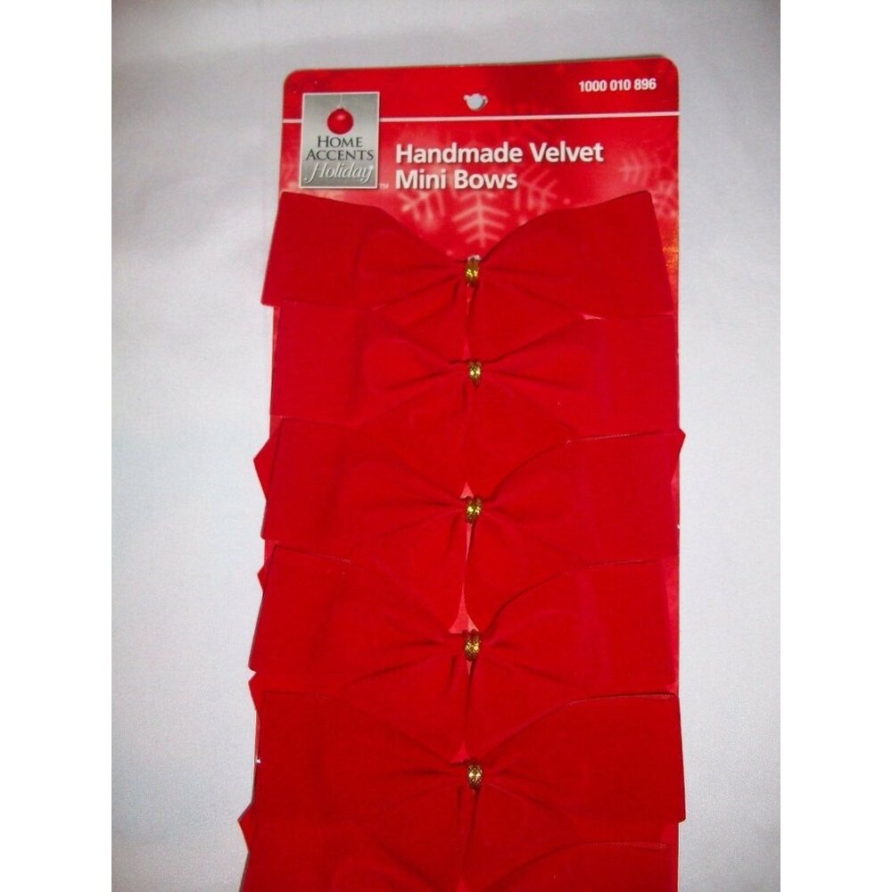 Set 6 Hand Made Red Velvet Christmas Mini Bows Wreath Fence Mailbox Holiday